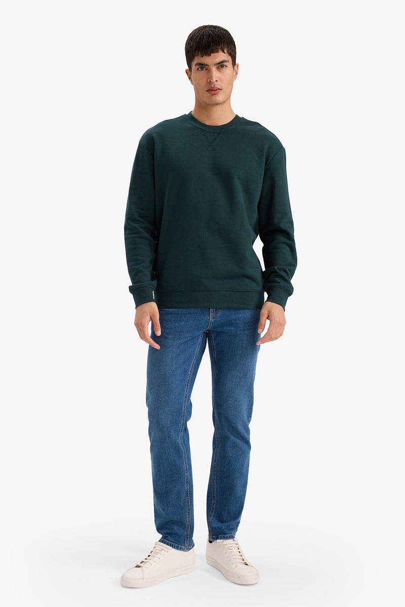 ديفاكتو سويت شيرت بيزك قطن قصة عادية برقبة مستديرة - Image 2